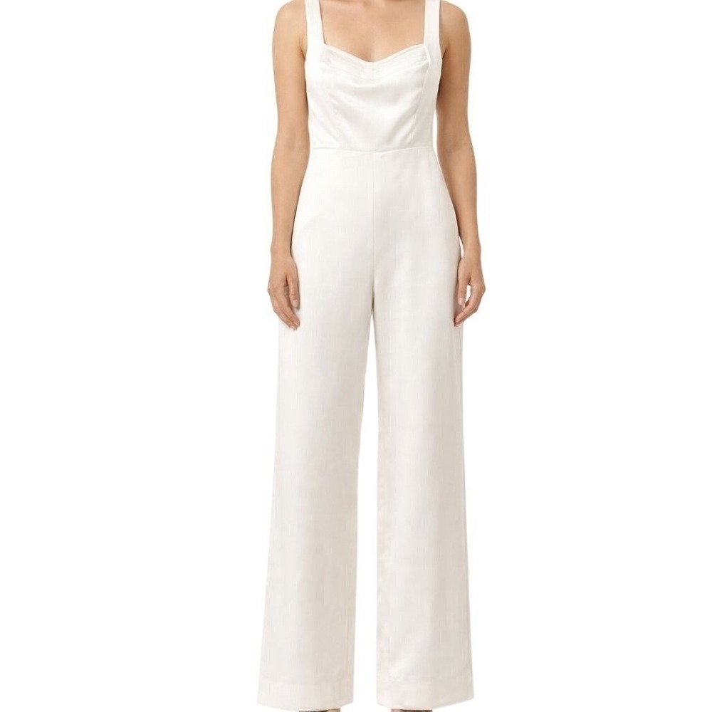 BHLDN Ivory Sleeveless Wide-Leg Jumpsuit